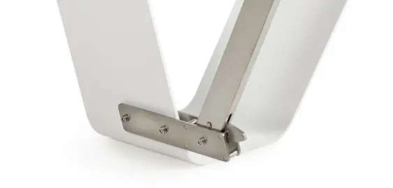 Hoppershade connection to hopper legs with holes