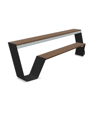 [HOW512] Hopper Bench (M : 240 cm, Hellwood 100% PEFC - Thermisch behandelt, Black (RAL9005))