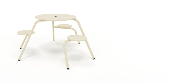 [VRS856] Virus (3-places, ø160 x 75 cm Plateau de table ø80 cm, Cosmic cream (RAL1015))